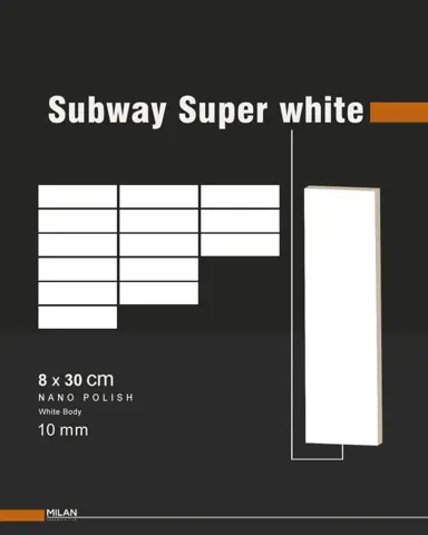 سرامیک ایفا سرام برند میلان طرح سابوی سوپر وایت نانو پولیش سایز 30*8