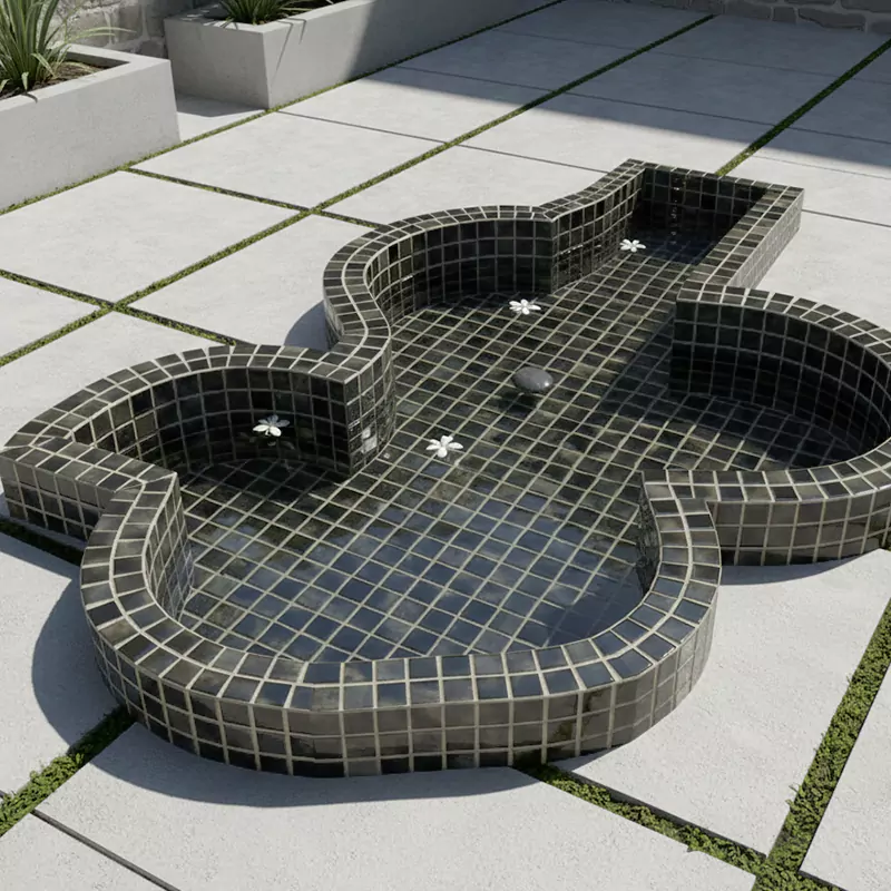 کاشی استخری شیشهای ایلدیز برند میراک طرح لوستر آبرنگی تیره کد 7014 سایز 2/5*2/5