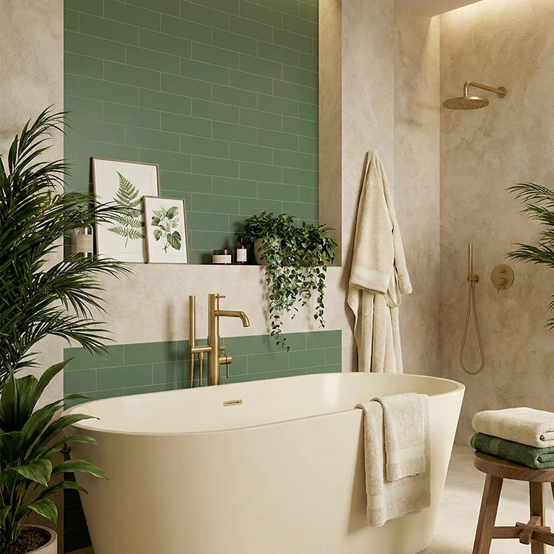 سرامیک ایفا سرام برند میلان طرح بریک مونوکالر سبز کد 86 کریستال پولیش سایز 30*8