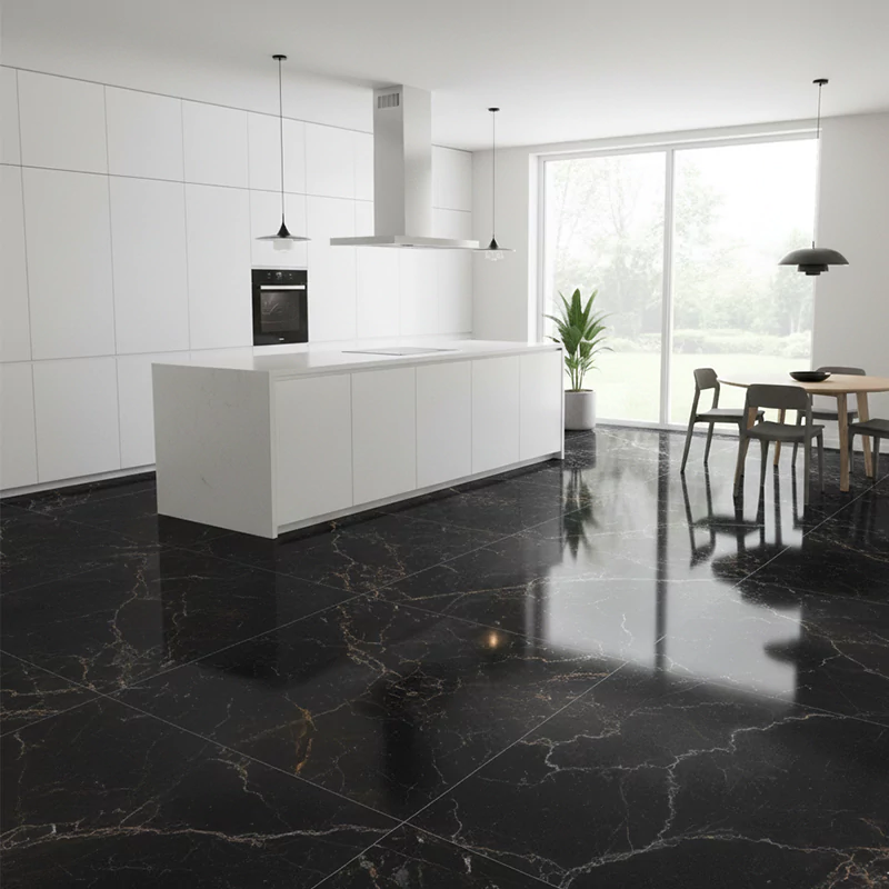 سرامیک ایفا سرام برند میلان طرح تاندر مشکی پولیش سایز 100*100