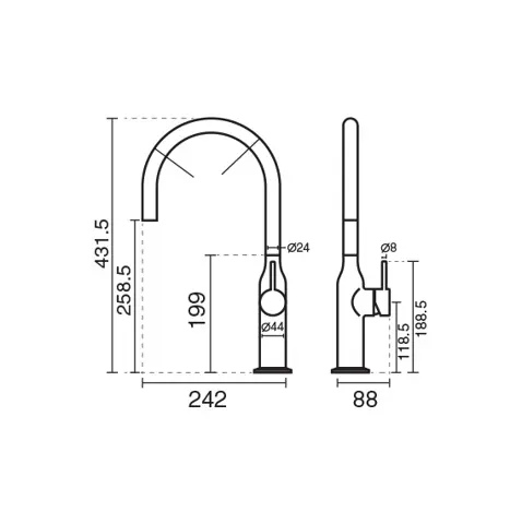 شیر آشپزخانه شاوری KWC مدل سین