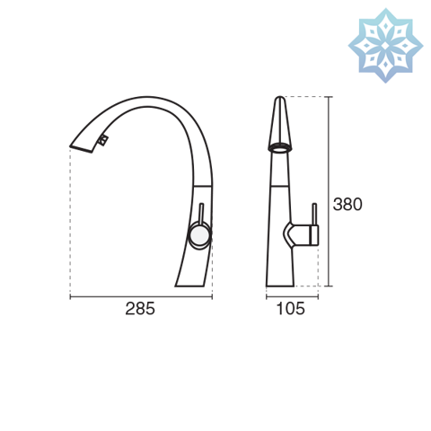 شیر آشپزخانه شاوری KWC مدل زو