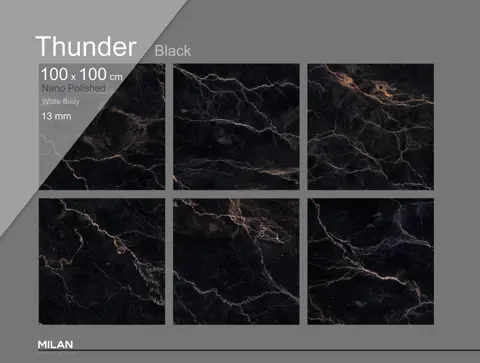 سرامیک ایفا سرام برند میلان طرح تاندر مشکی پولیش سایز 100*100