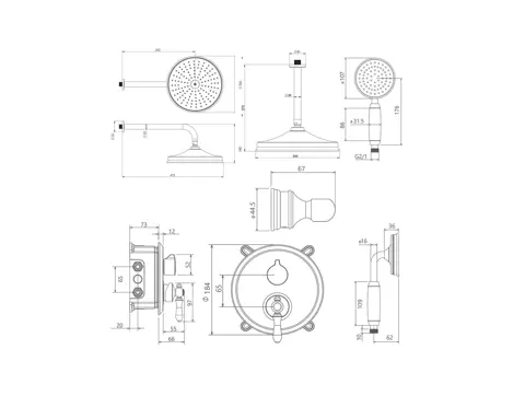 شیر حمام توکار شودر مدل زیگموند تیپ 3 BRASS