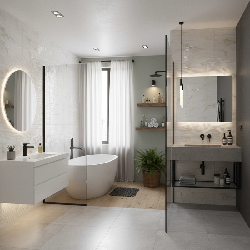 سرامیک سرام نگار طرح کارول کرم دکور موج براق سایز 90*30