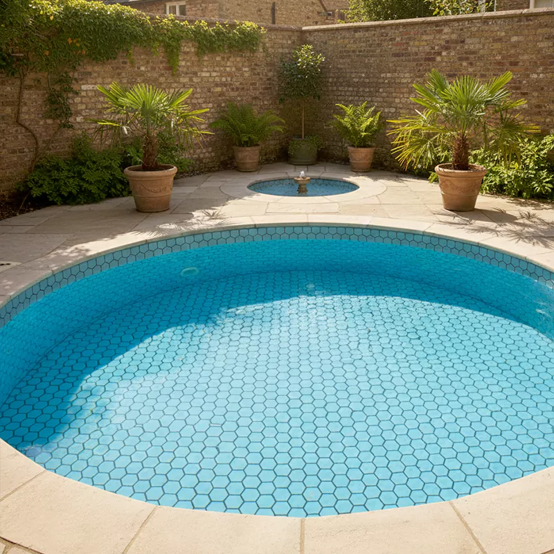 کاشی استخری البرز آبی کد SG Blue 2 براق شش ضلعی