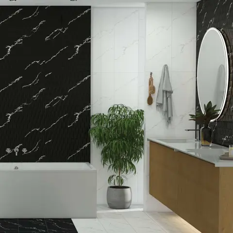 کاشی الوند طرح پیرلا مشکی دکور براق سایز 90*30