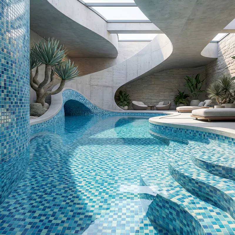 کاشی استخری ایلدیز برند میراک طرح لوستری میکس کد 5038 سایز 2/5*2/5