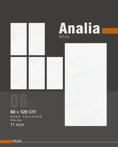 سرامیک ایفا سرام برند میلان طرح آنالیا سفید پولیش سایز 120*60