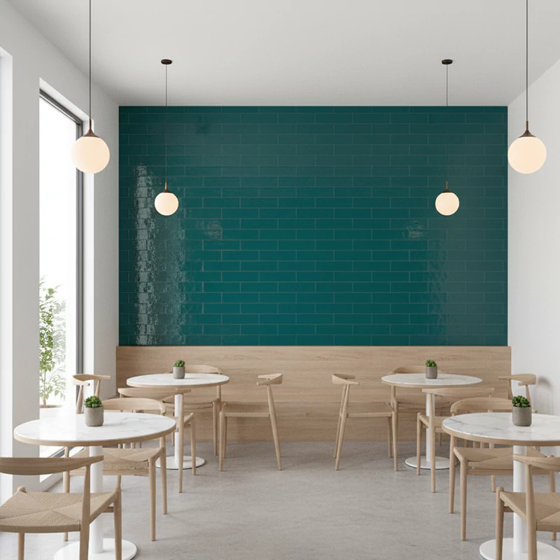 سرامیک ایفا سرام برند میلان طرح بریک مونوکالر سبز آبی کد 82 کریستال پولیش سایز 30*8