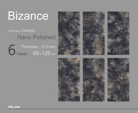 سرامیک ایفا سرام برند میلان طرح بیزانس مشکی طلایی پولیش سایز 120*60