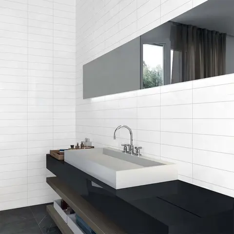 سرامیک ایفا سرام برند میلان طرح بریک مونوکالر سفید کد 97 کریستال پولیش سایز 30*8