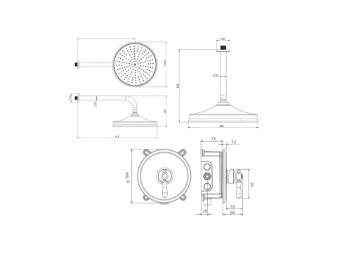 شیر حمام توکار شودر مدل زیگموند تیپ 1 BRASS