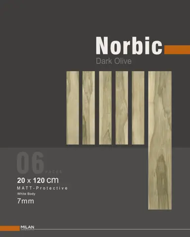 سرامیک ایفا سرام برند میلان طرح نوربیک زیتونی تیره مات سایز 120*20