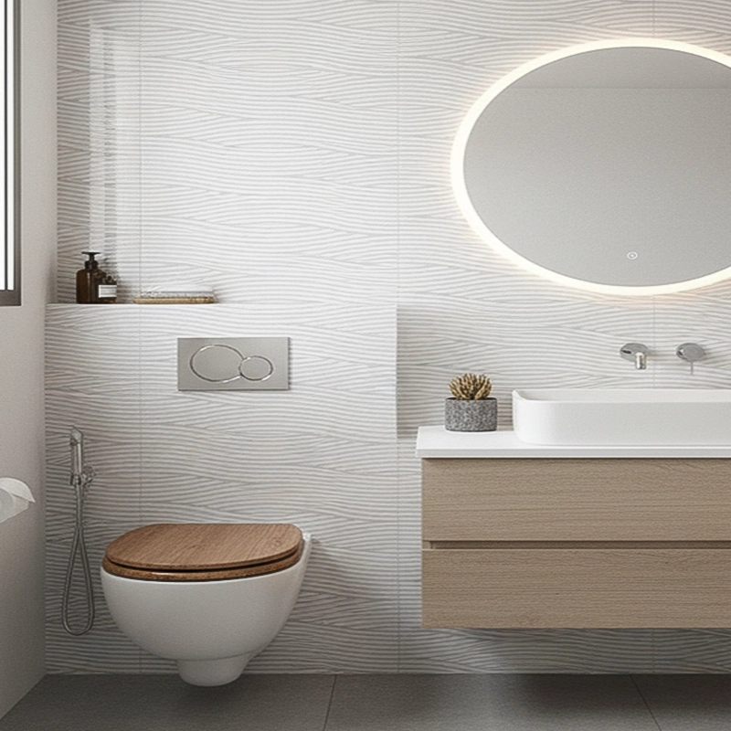 سرامیک سرام نگار طرح کلارا سفید دکور موج براق سایز 90*30