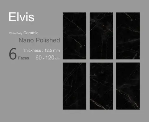 سرامیک ایفا سرام برند میلان طرح الویس مشکی پولیش سایز 120*60