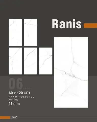 سرامیک ایفا سرام برند میلان طرح رانیس سفید پولیش سایز 120*60