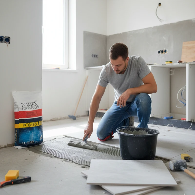 چسب پرسلان و اسلب پلاس پودری پومکس 20 کیلوگرم