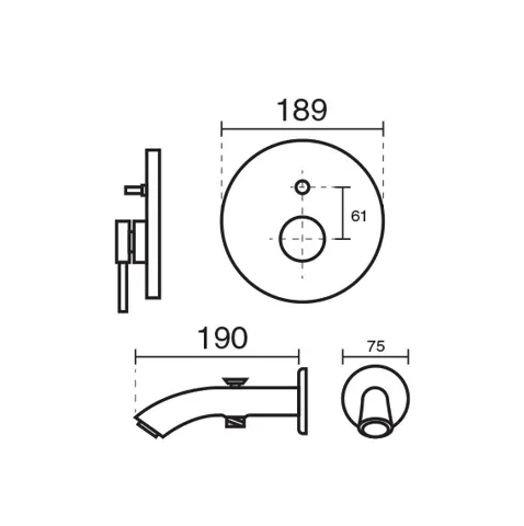 شیر حمام توکار KWC مدل زو تیپ 4 یونیورسال
