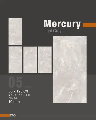 سرامیک ایفا سرام برند میلان طرح مرکوری طوسی روشن نانو پولیش سایز 120*60