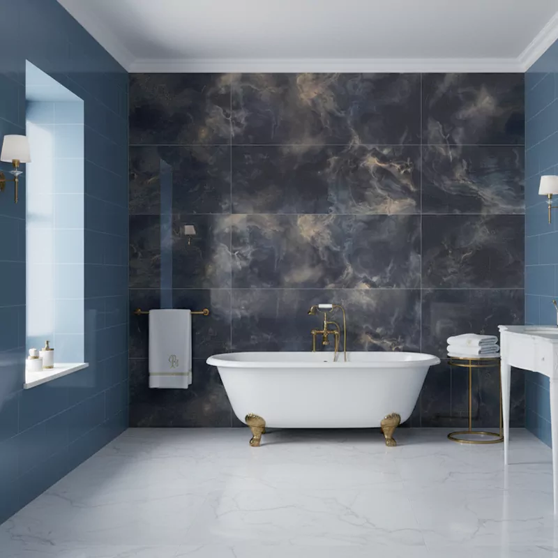 سرامیک ایفا سرام برند میلان طرح بیزانس مشکی طلایی پولیش سایز 120*60