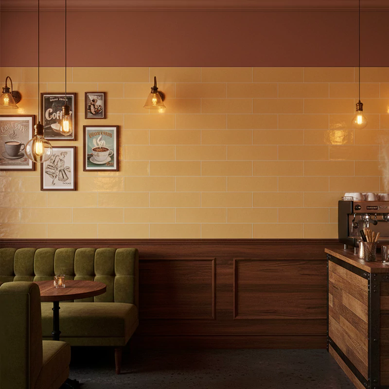 سرامیک ایفا سرام برند میلان طرح بریک مونوکالر کرم تیره کد 96 کریستال پولیش سایز 30*8