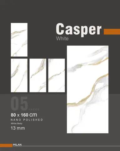 پرسلان ایفا سرام برند میلان طرح کسپر سفید نانو پولیش سایز 160*80