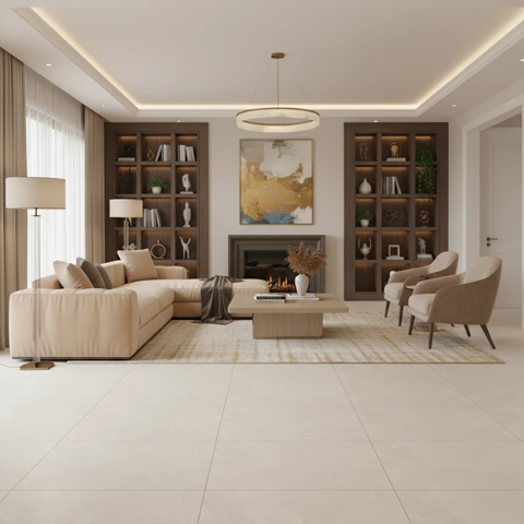 سرامیک سرام نگار طرح کارولینا کرم روشن مات سایز 100*100