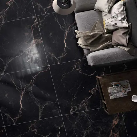 سرامیک ایفا سرام برند میلان طرح تاندر مشکی پولیش سایز 100*100