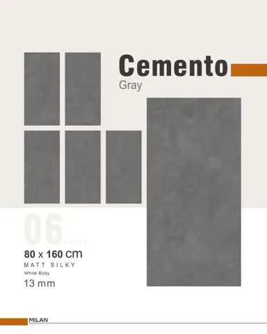 پرسلان ایفا سرام برند میلان طرح سمنتو طوسی مات سایز 160*80