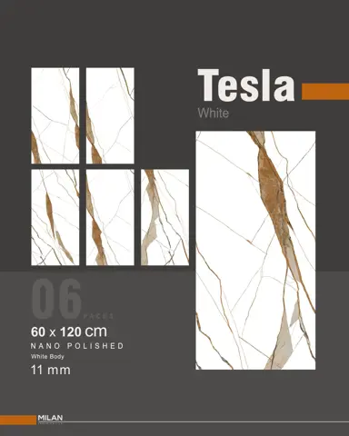 سرامیک ایفا سرام برند میلان طرح تسلا سفید پولیش سایز 120*60
