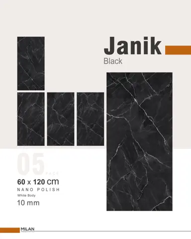 سرامیک ایفا سرام برند میلان طرح جانیک مشکی نانو پولیش سایز 120*60