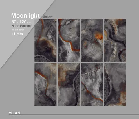 سرامیک ایفا سرام برند میلان طرح مون لایت دودی پولیش سایز 120*60