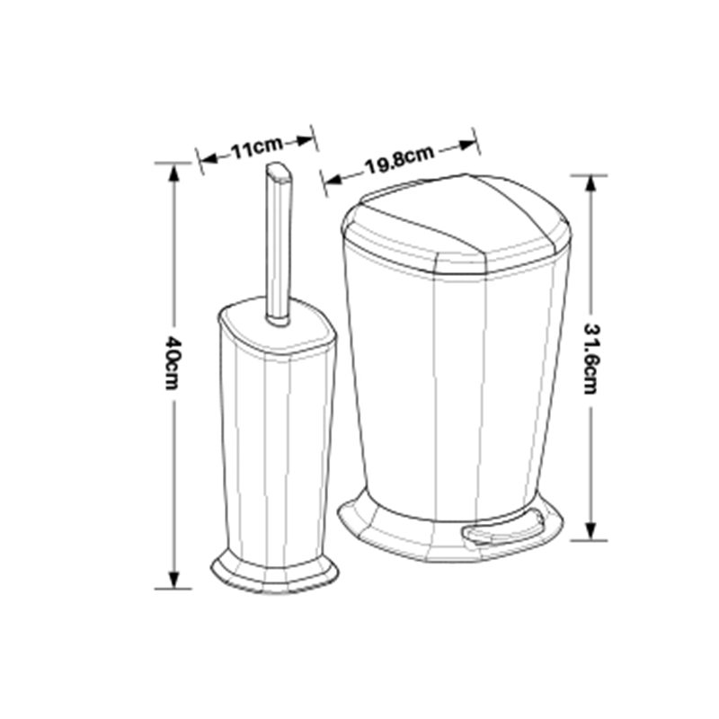 برس توالت و سطل زباله ایمن آب مدل ونیز