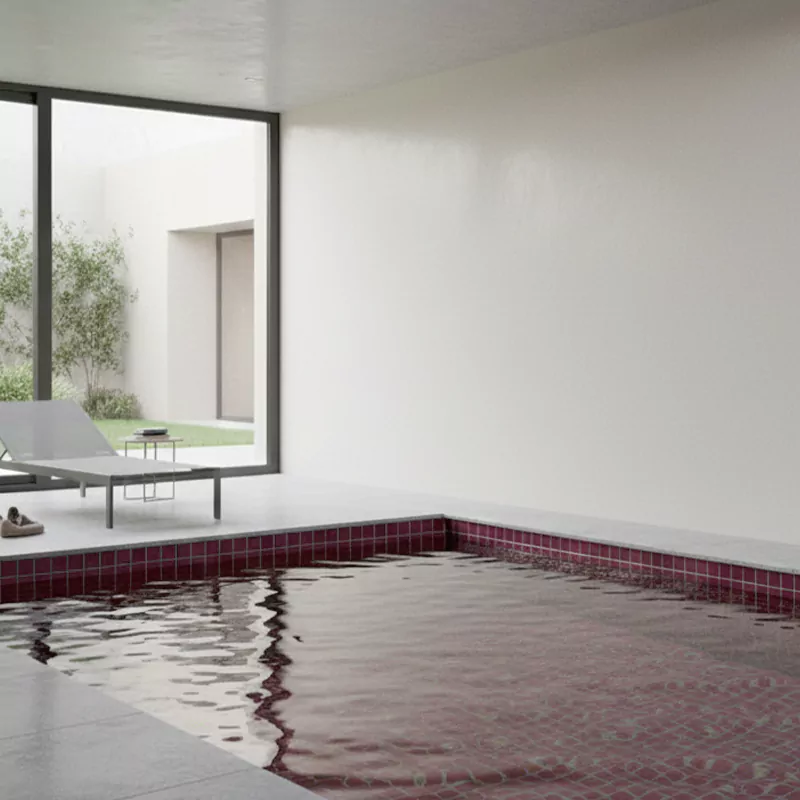 کاشی استخری البرز قرمز کد SKY Red 99 براق سایز 2/5*2/5