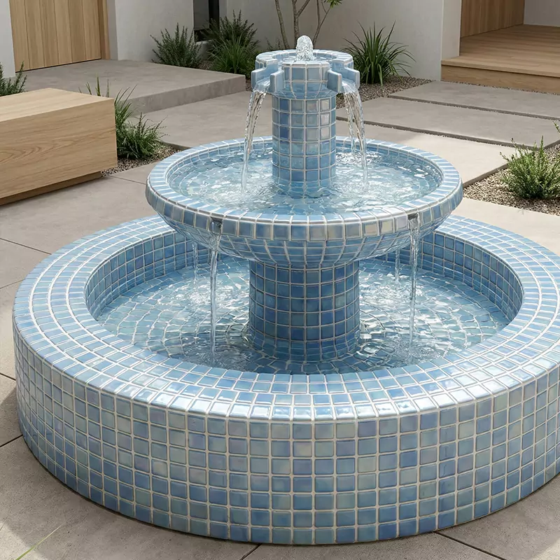 کاشی استخری شیشهای ایلدیز برند میراک طرح لوستر آبرنگی کد 7030 سایز 2/5*2/5