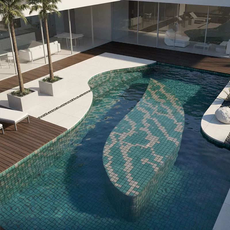 کاشی استخری البرز طرح میکس هوگو سبز براق سایز 2/5*2/5