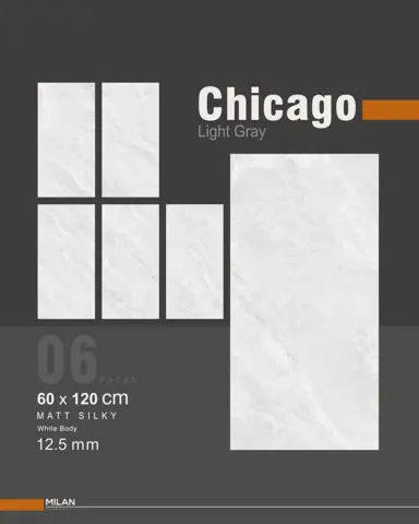 سرامیک ایفا سرام برند میلان طرح شیکاگو طوسی روشن مات سایز 120*60