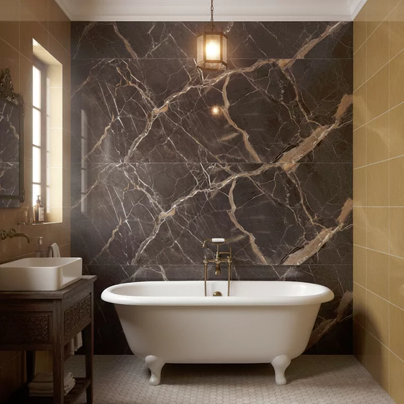 سرامیک ایفا سرام برند میلان طرح براندون قهوه ای پولیش سایز 120*60