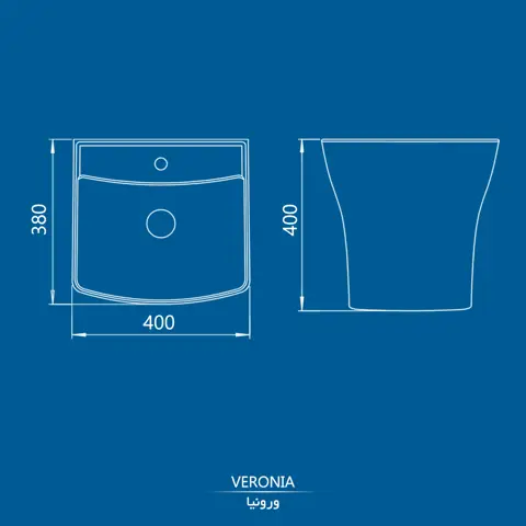 روشویی وال هنگ کرد مدل ورونیا نیم پایه