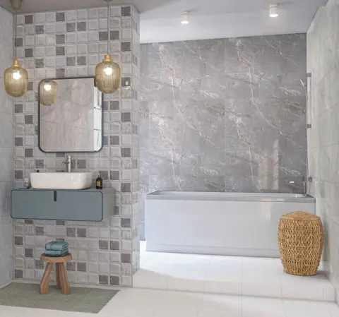 کاشی الوند طرح ریل استون طوسی روشن براق سایز 90*30