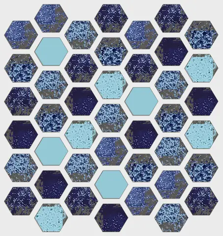 کاشی استخری سرام آرا برند آرژنا طرح پارتیکلز آبی براق شش ضلعی کاشی استخری سرام آرا برند آرژنا طرح پارتیکلز آبی براق شش ضلعی