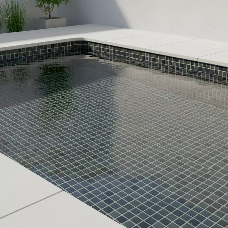 کاشی استخری ایلدیز برند میراک طرح شطرنجی مشکی دودی براق سایز 2/5*2/5