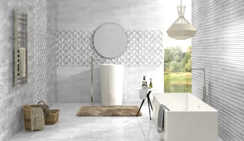 سرامیک سرام نگار طرح فندی طوسی دکور زیگزاگی براق سایز 90*30