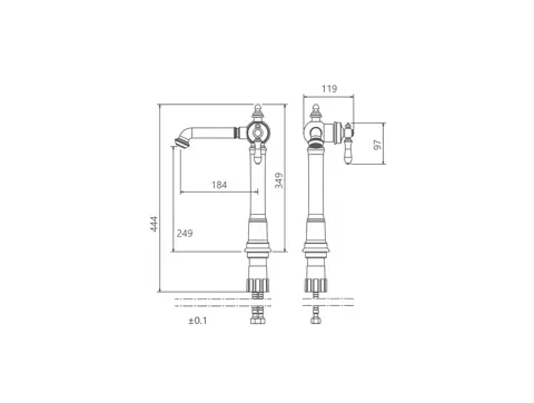 شیر روشویی پایه بلند شودر مدل بیزانس