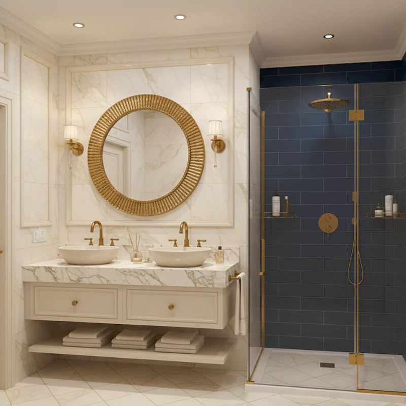 سرامیک ایفا سرام برند میلان طرح بریک مونوکالر آبی نفتی کد 90 کریستال پولیش سایز 30*8