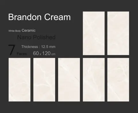 سرامیک ایفا سرام برند میلان طرح برندون کرم پولیش سایز 120*60