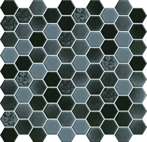 کاشی استخری سرام آرا برند آرژنا طرح بلونیا آبی براق شش ضلعی