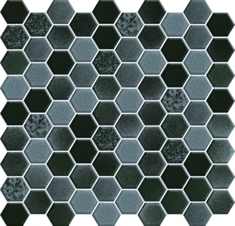 کاشی استخری سرام آرا برند آرژنا طرح بلونیا آبی براق شش ضلعی