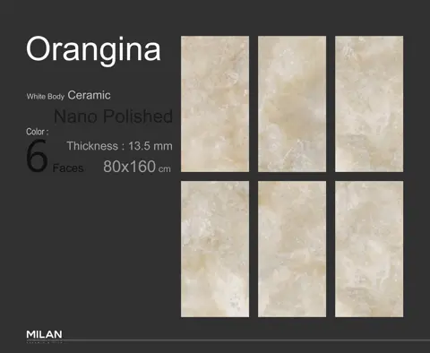 پرسلان ایفا سرام برند میلان طرح اورنجین سفید پولیش سایز 160*80